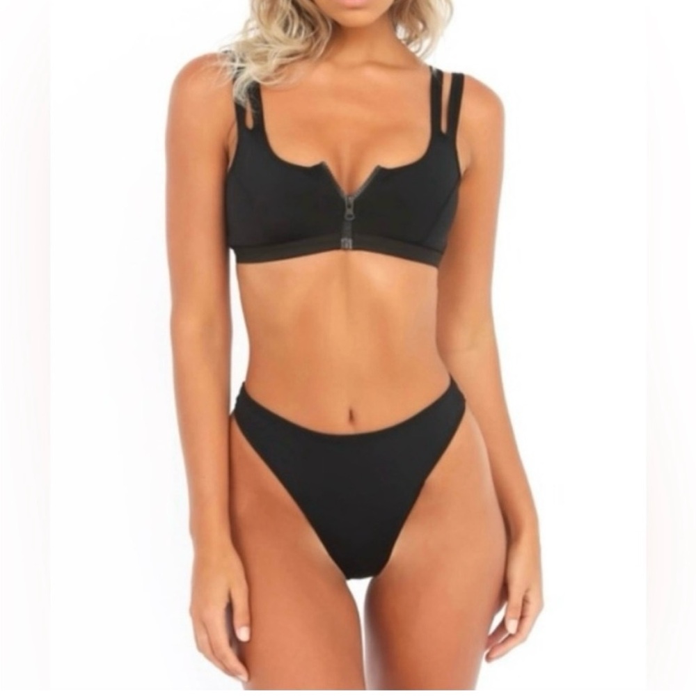 Black zip top bikini